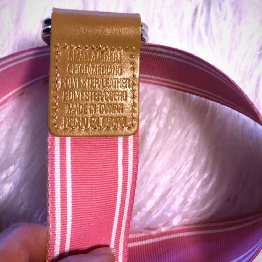 Pink and Tan Belt with Double D Ring Buckle like New